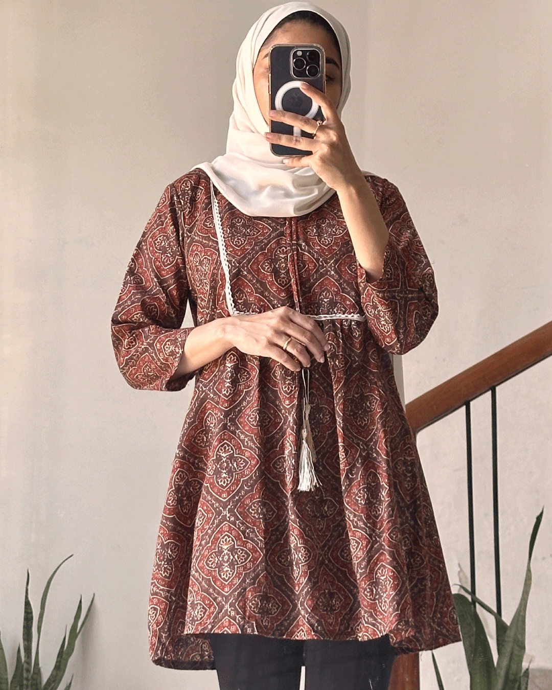 Rustic Charm Hand-Block Printed Short Kurti