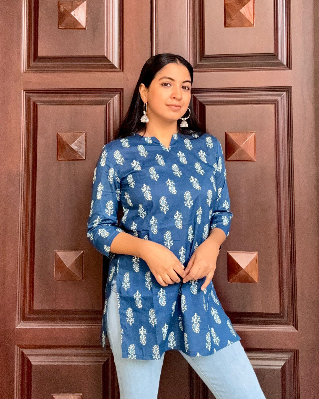 Indigo Breeze Cotton Kurti – 30 Inch Short Kurti