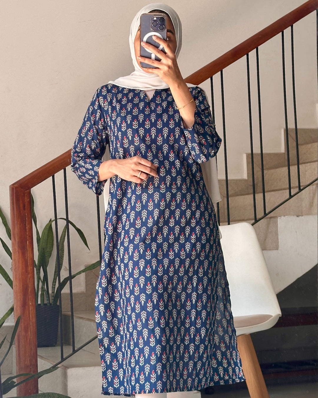 Ethnic Grace Navy Blue 40-Inch Long Kurtis