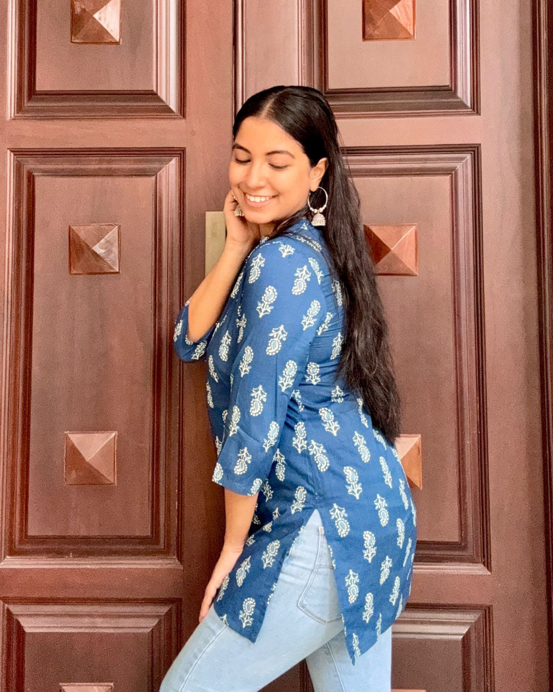 Indigo Breeze Cotton Kurti – 30 Inch Short Kurti