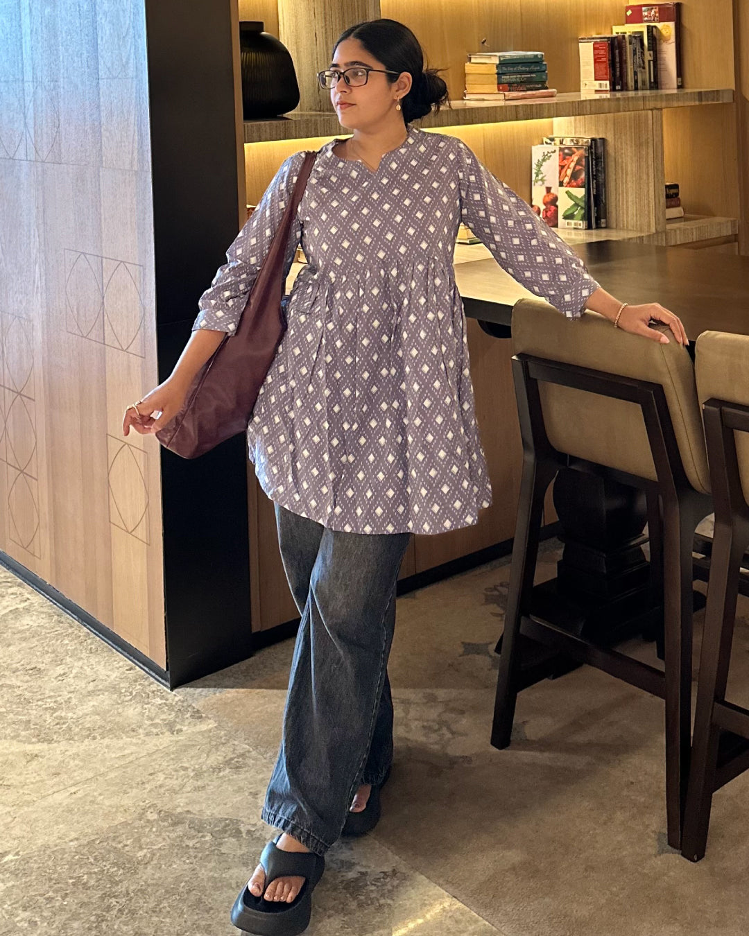 Lilac Grey Peplum Top