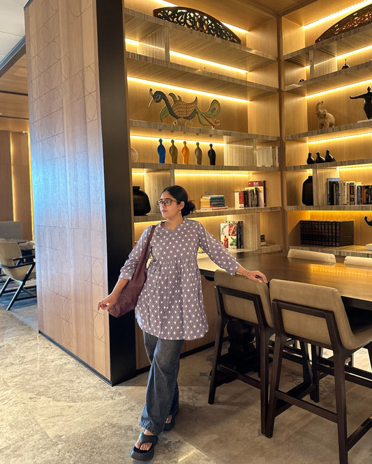 Lilac Grey Peplum Top