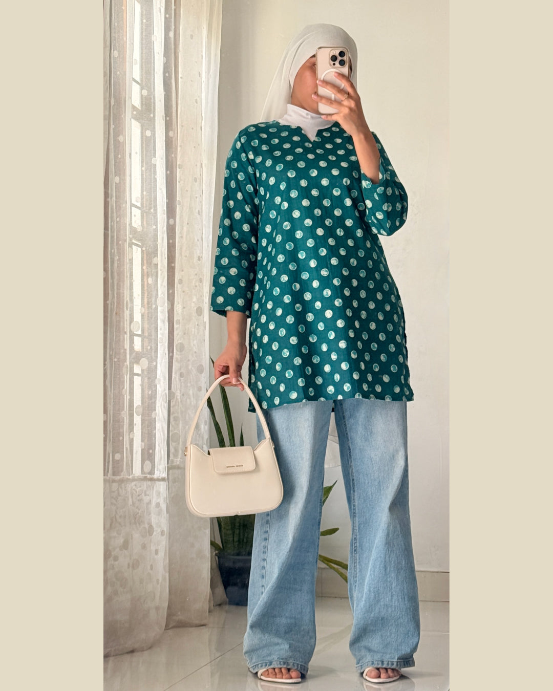 Chandni Polka Teal Polka 30 inches Short Kurti