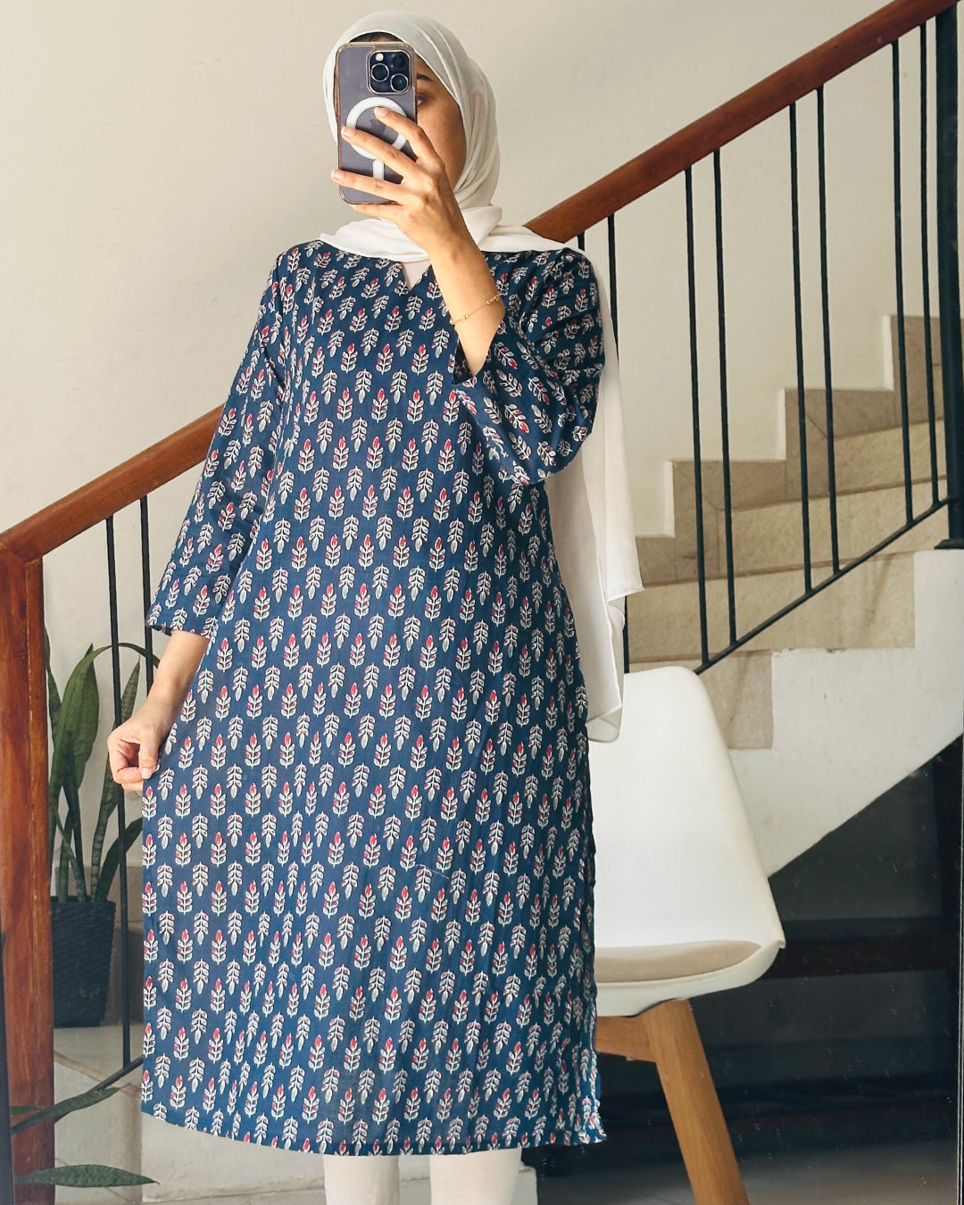 Ethnic Grace Navy Blue 40-Inch Long Kurtis