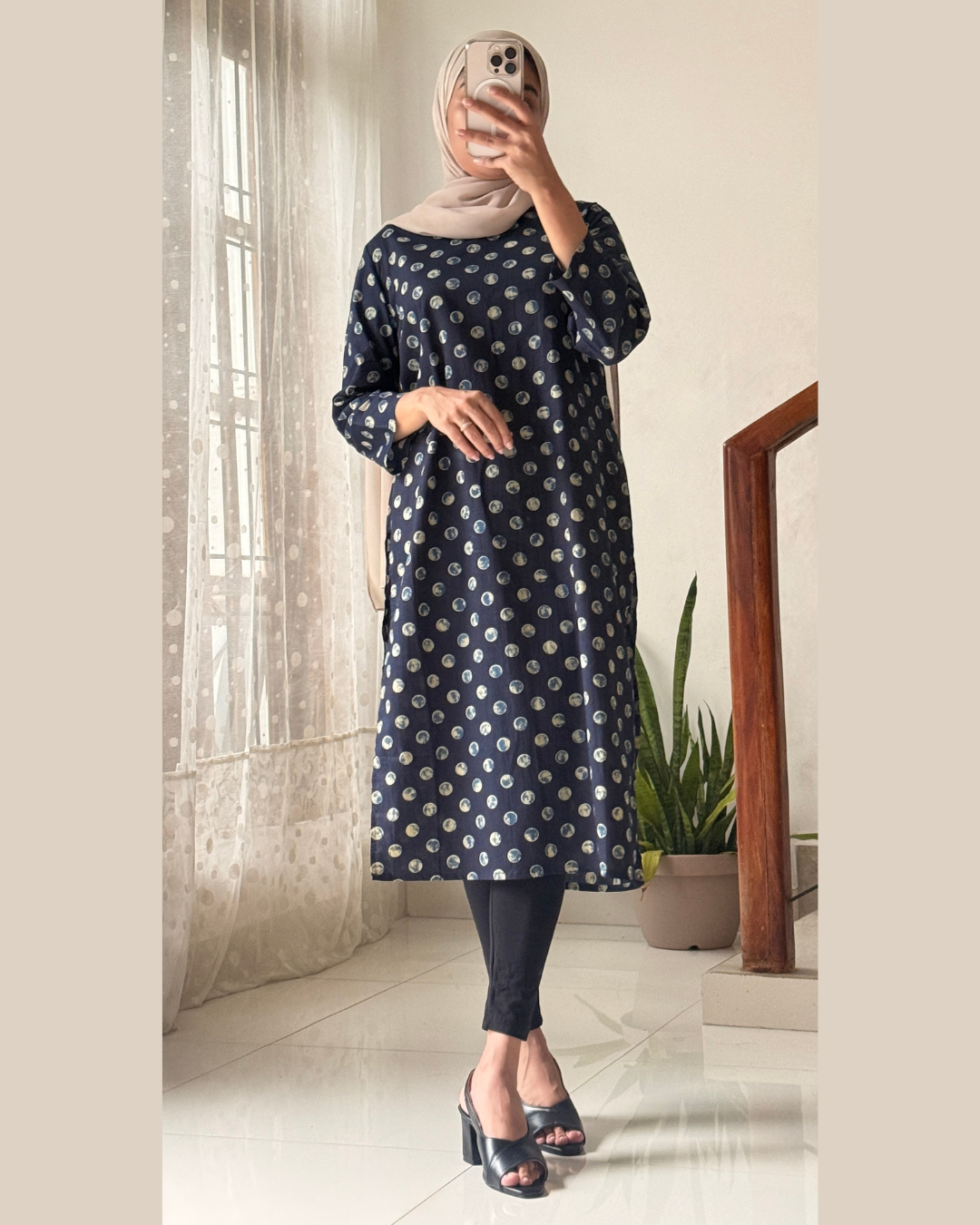 Midnight Polka Dot 40-Inch Kurti