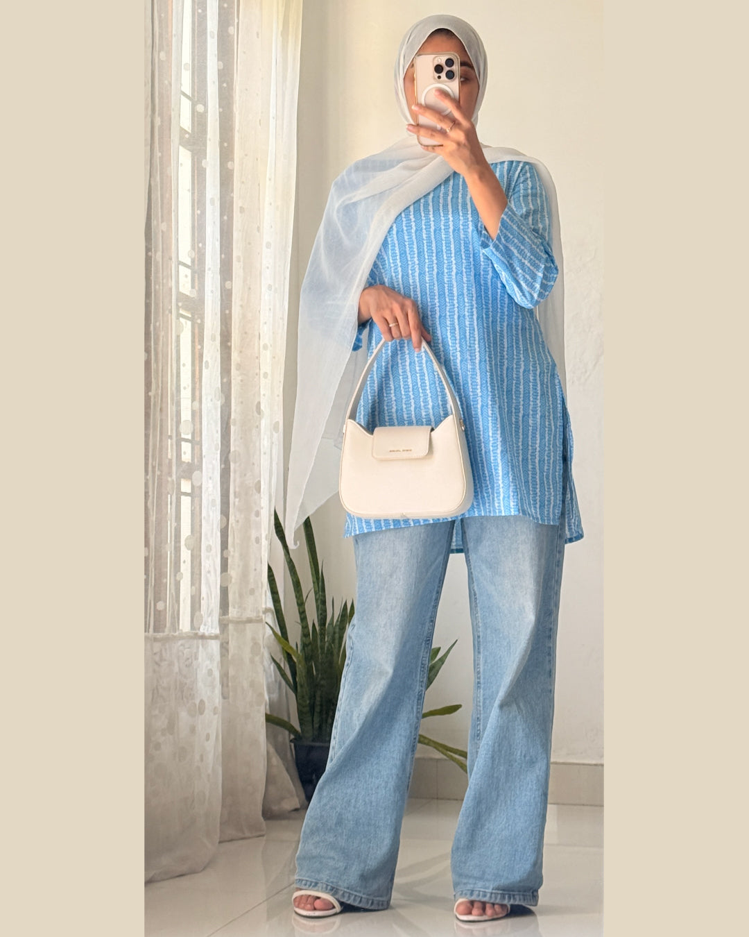 Neela Raag Sky Blue 30 inches Short Kurti