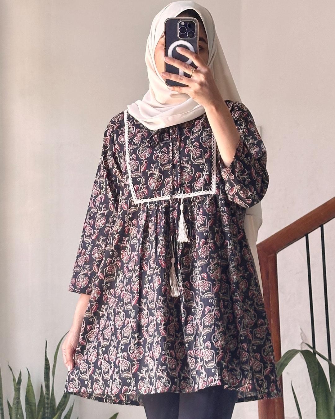 Twilight Bloom Hand-Block Printed Short Kurti