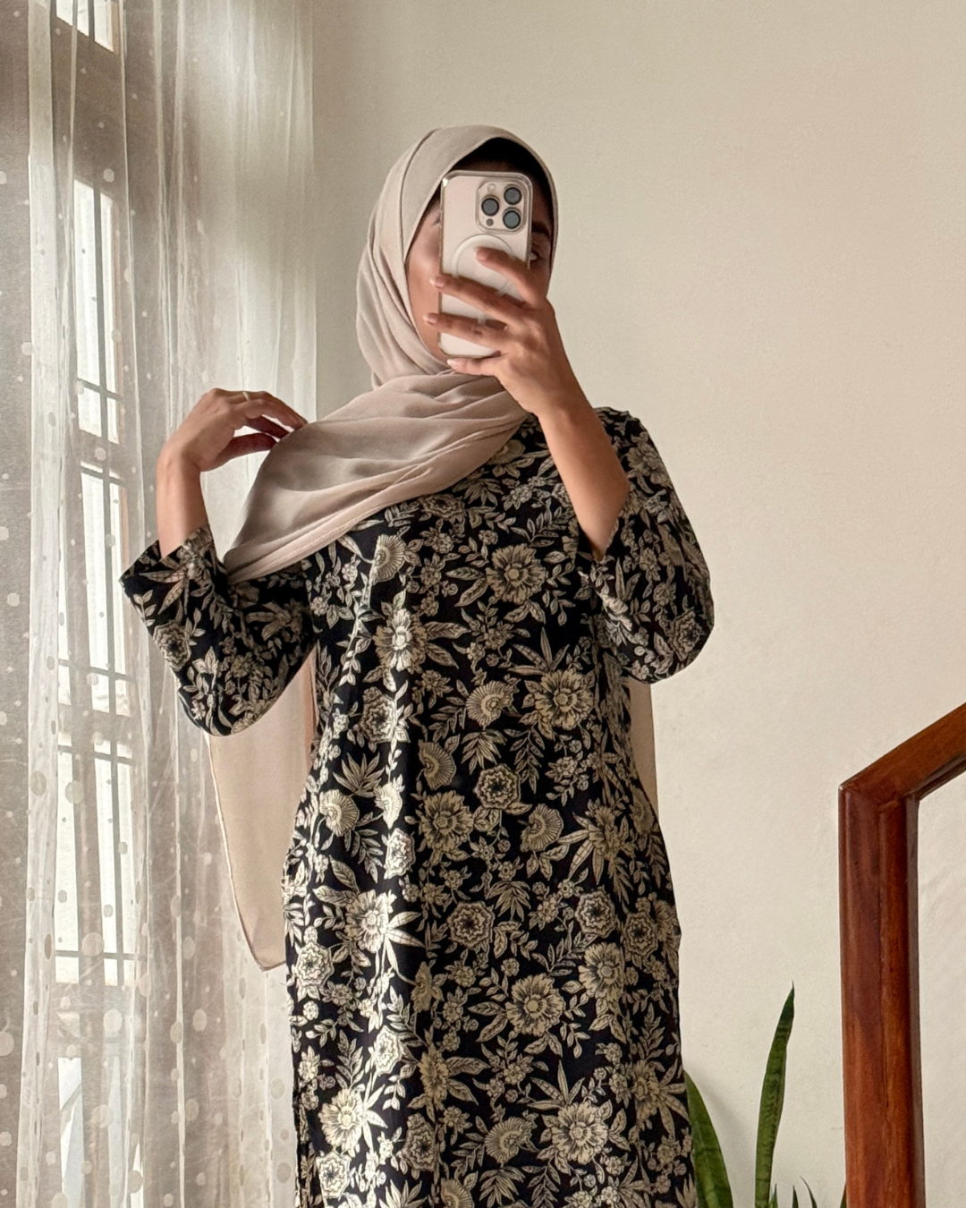 Black Floral Kurti Top for Women – Midnight Masala | Casual Ethnic Wear Sri Lanka