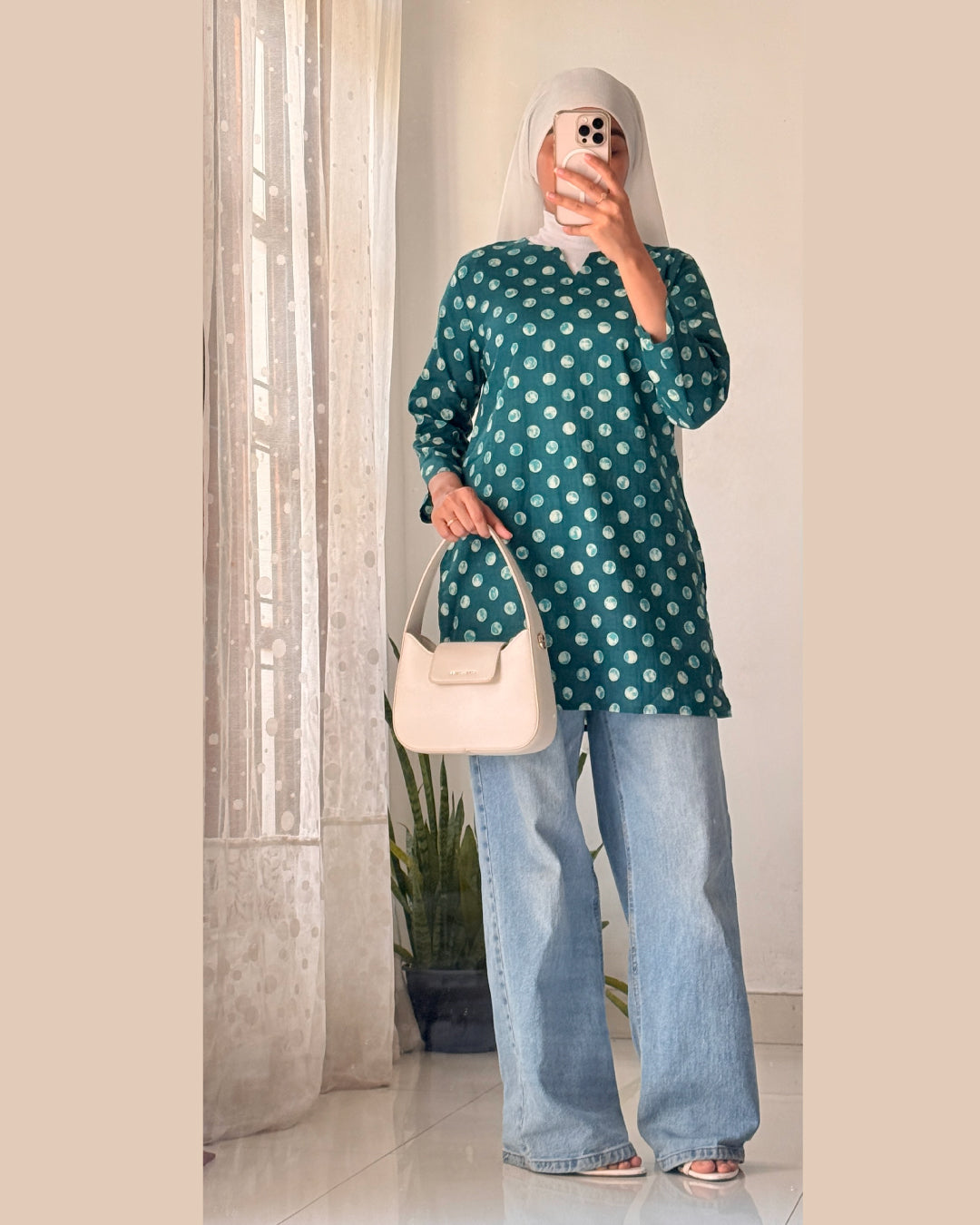 Chandni Polka Teal Polka 30 inches Short Kurti