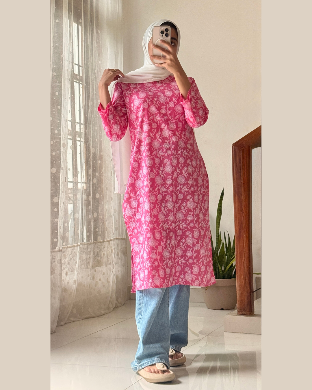 Gulabi Queen" π Hot Pink Printed Kurti Top for Daily Wear