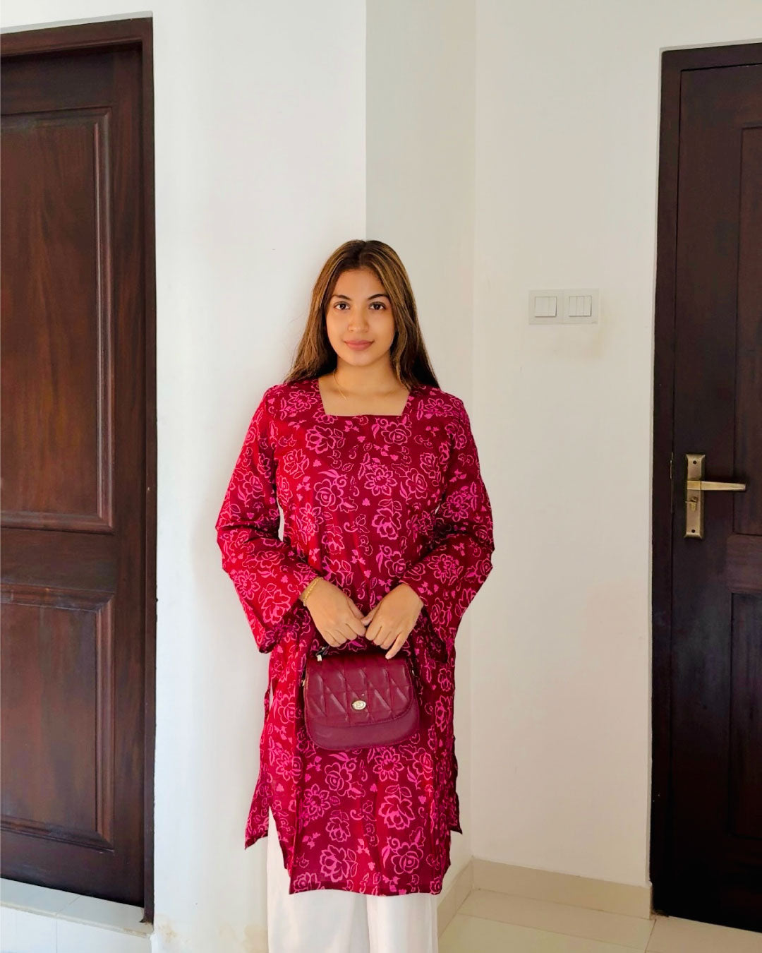 Ruhani Mehru Kurti Maroon 40-Inch Kurti