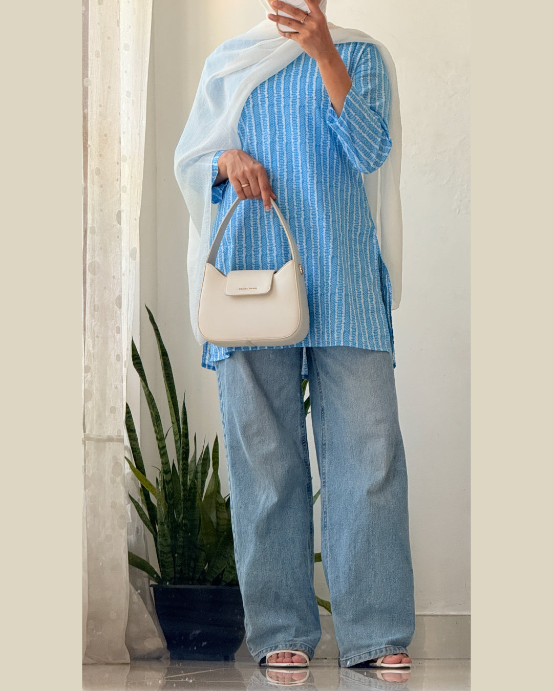 Neela Raag Sky Blue 30 inches Short Kurti