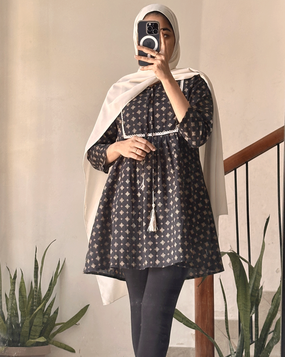 Noir Grace Hand-Block Printed Short Kurti
