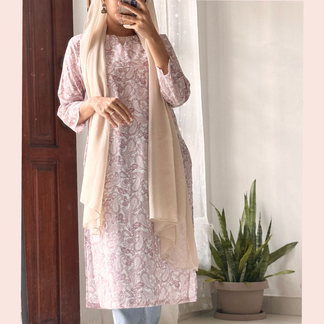 Pastel Elegance – Light Purple and Pink Long Kurti
