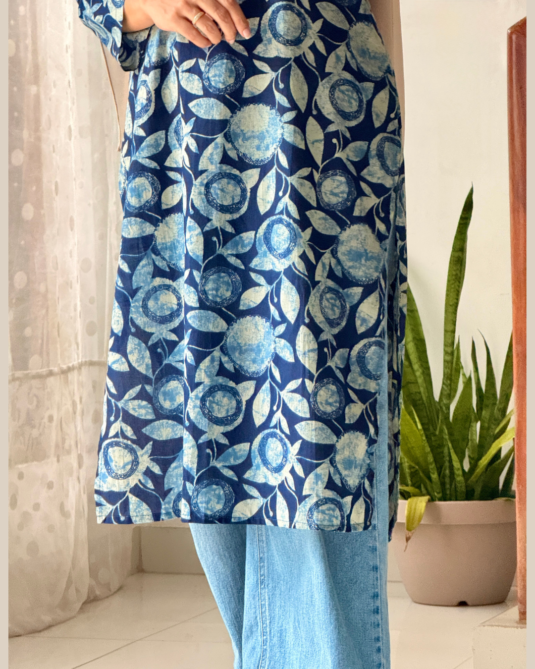 Ocean Breeze Printed 40-Inch Kurti