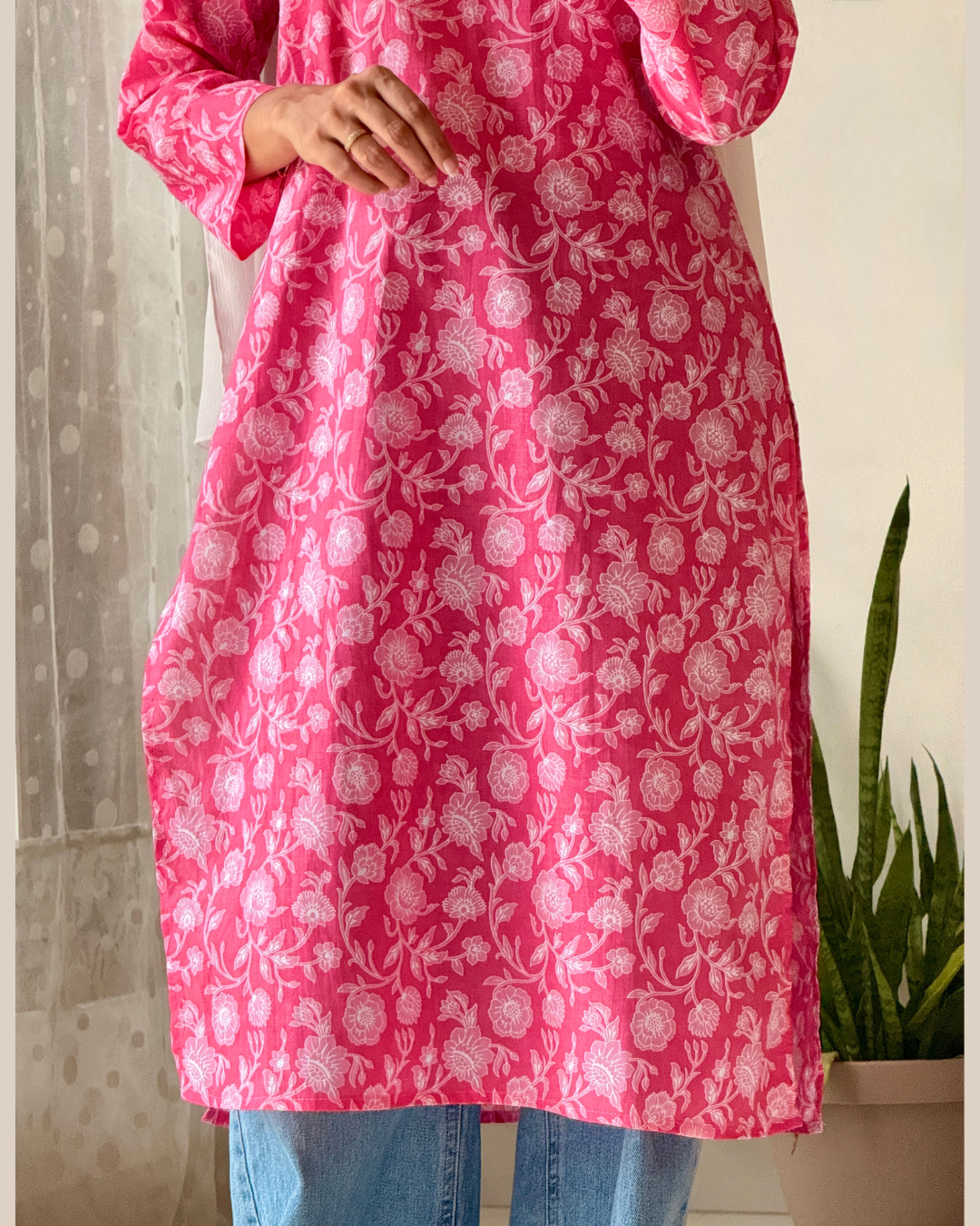 Gulabi Queen" π Hot Pink Printed Kurti Top for Daily Wear
