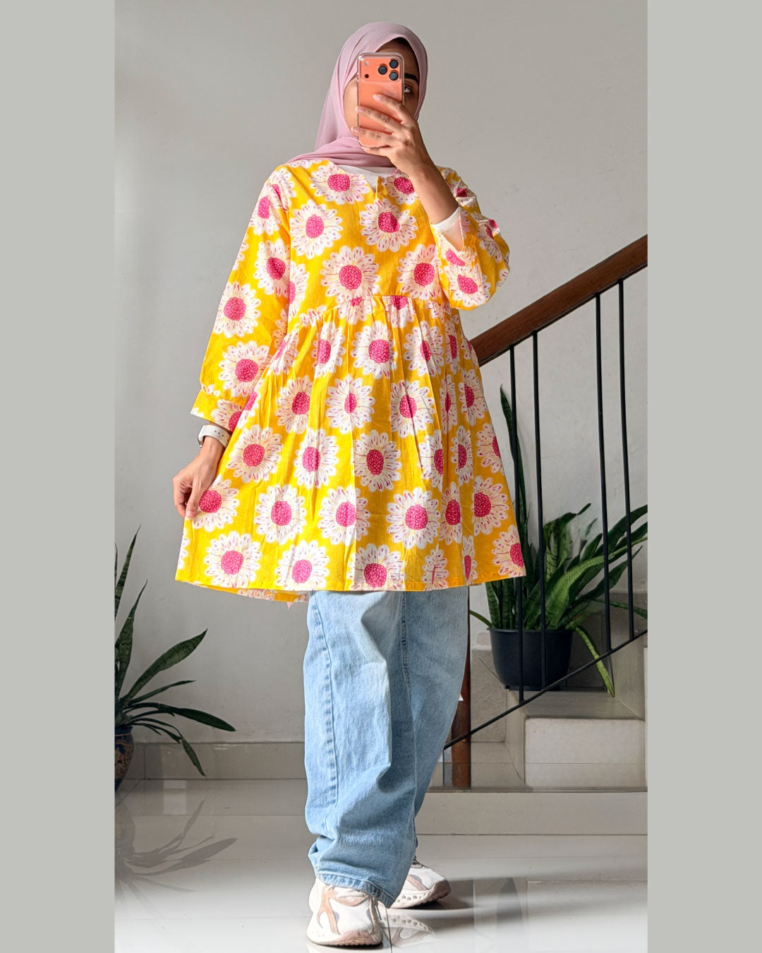 Gulbahaar Peplum Kurti – Sunshine Yellow