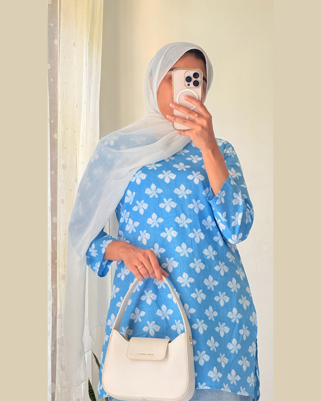 Phoolkari Noor Sky Blue 30 Inches Short Kurti