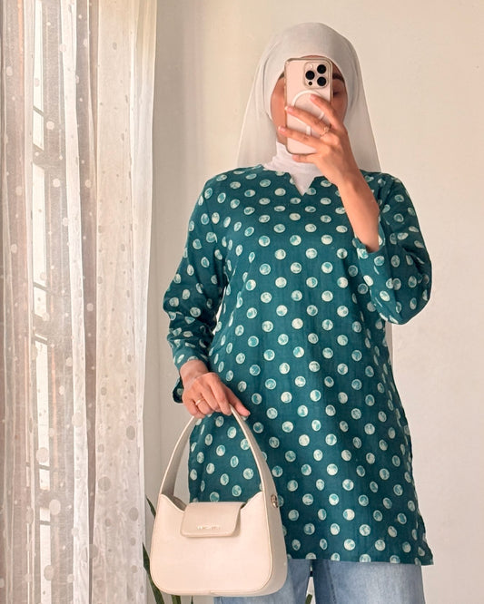 Chandni Polka Teal Polka 30 inches Short Kurti