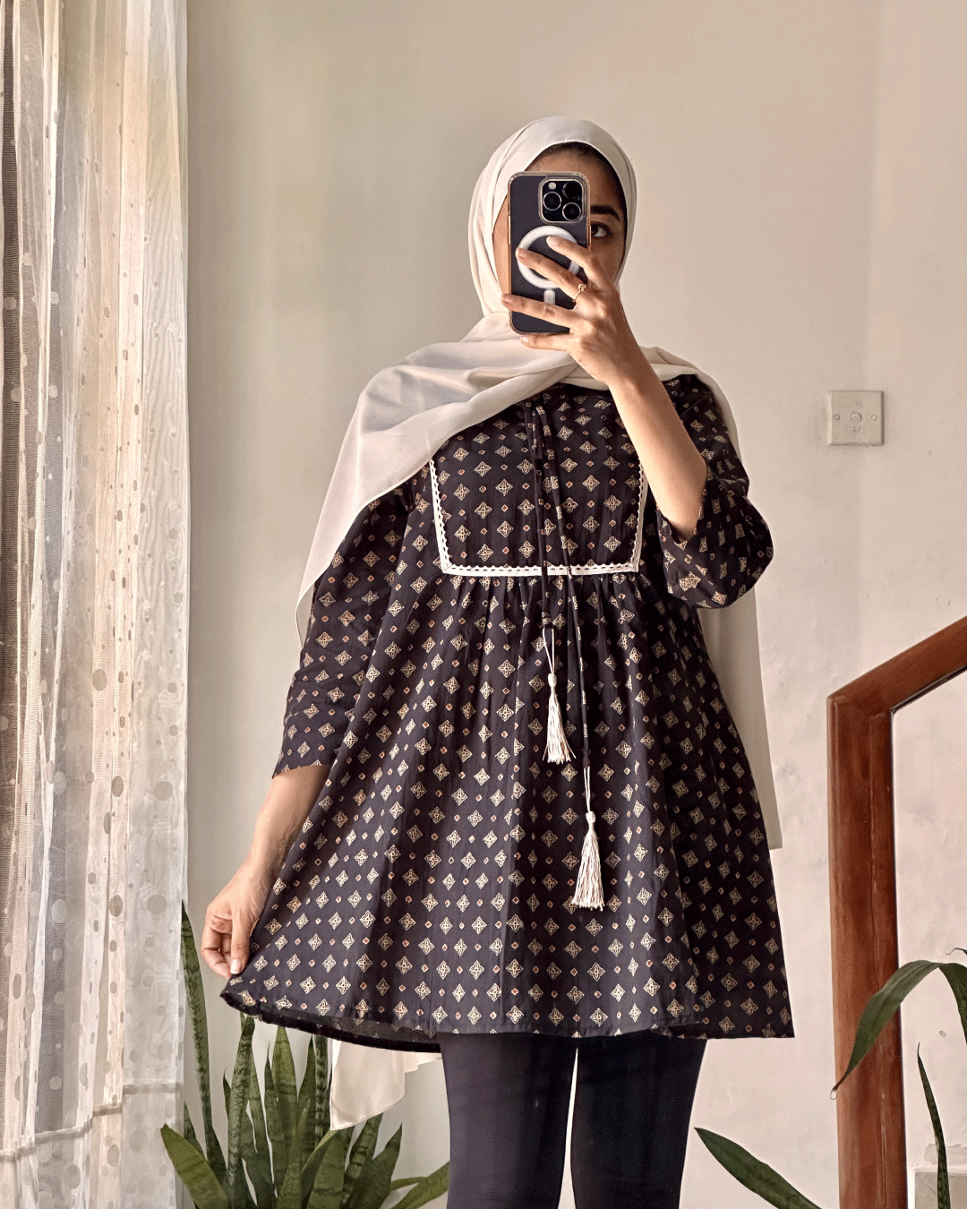 Noir Grace Hand-Block Printed Short Kurti