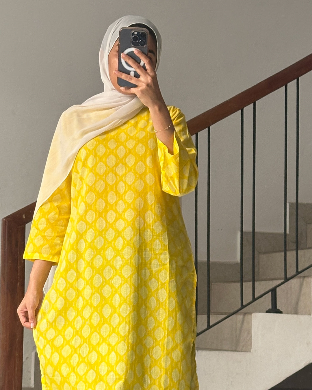 Sunshine Bloom - Yellow Printed 40-Inch Long Kurtis