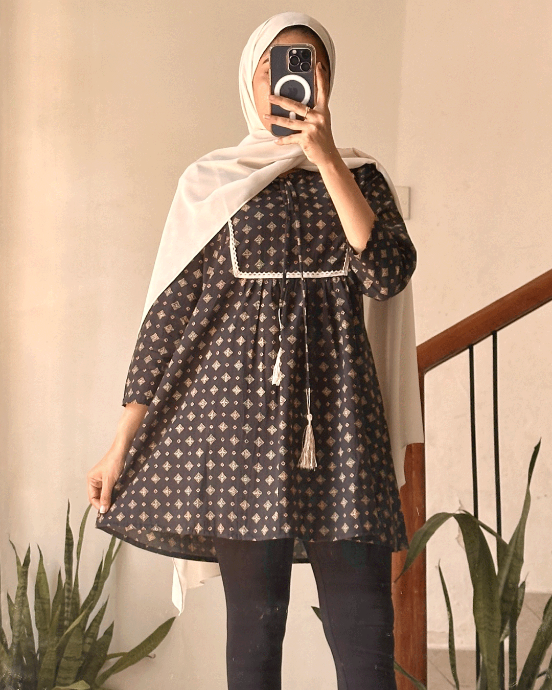 Noir Grace Hand-Block Printed Short Kurti