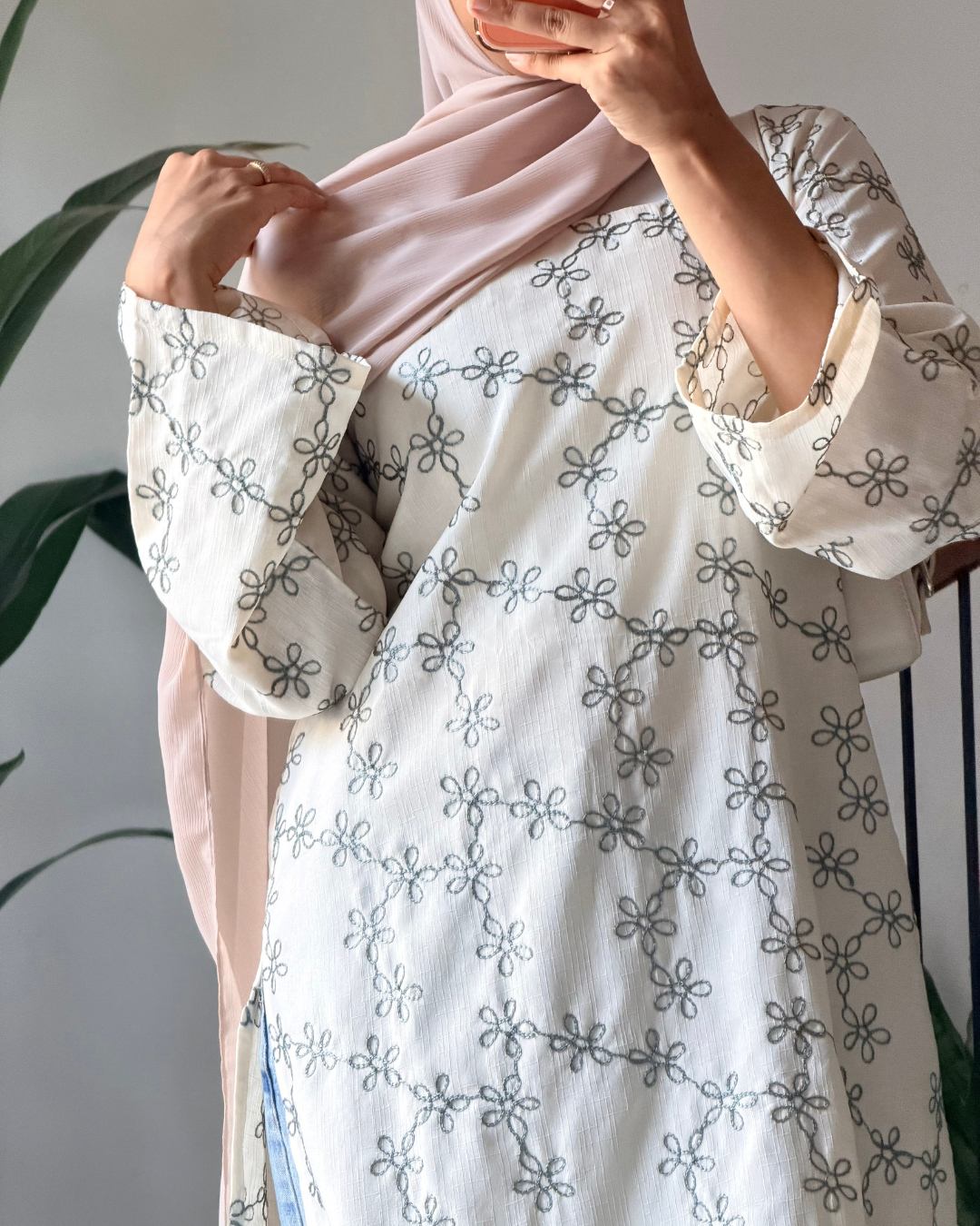 Sage Whisper – Green Embroidered Kurti (40”)