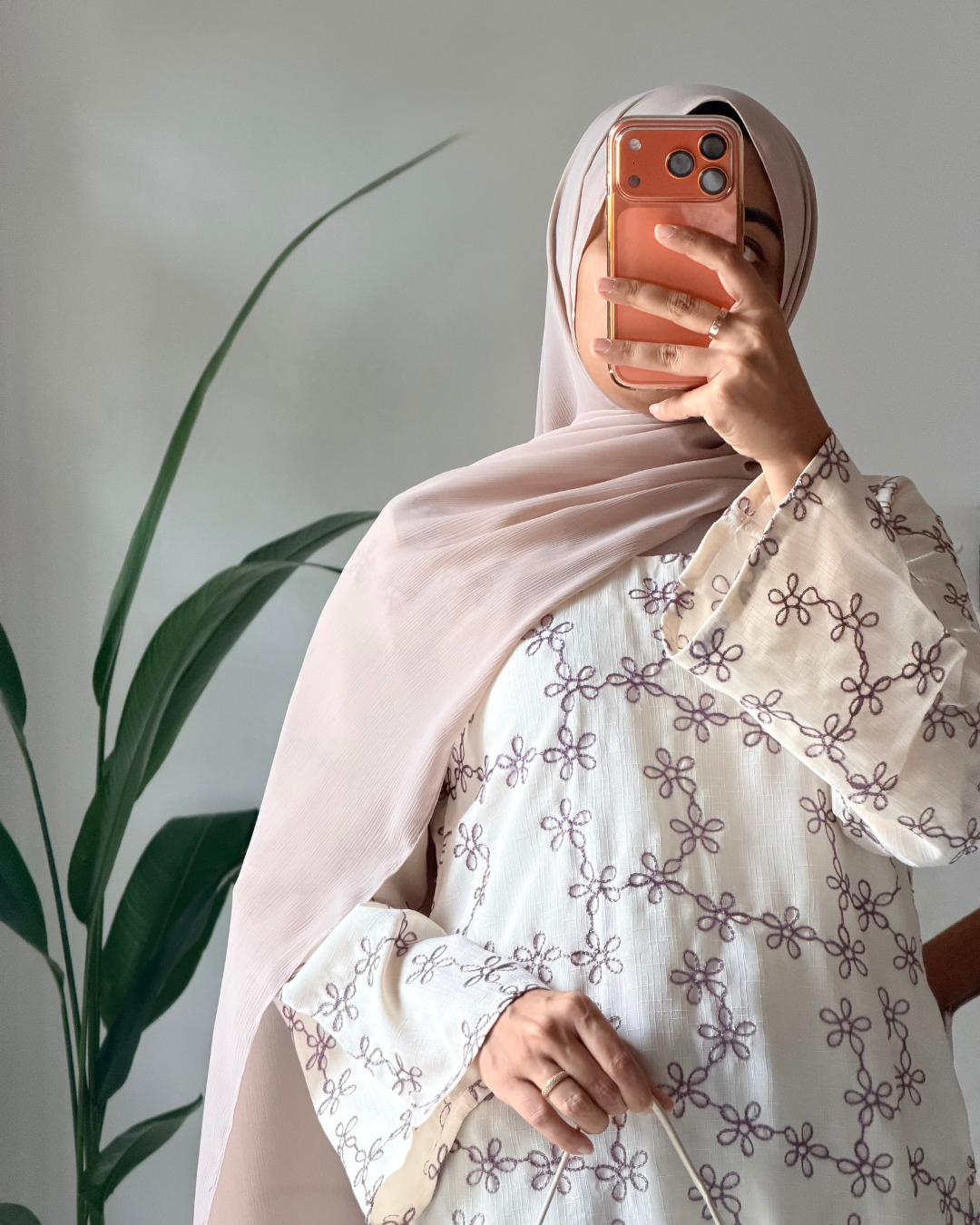 Lavender Lattice – Purple Embroidered Kurti (40”)