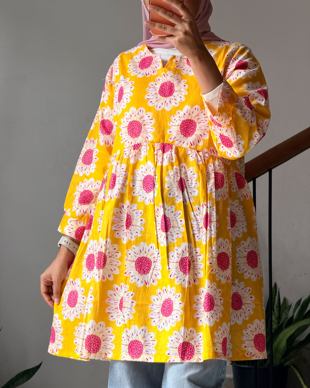 Gulbahaar Peplum Kurti – Sunshine Yellow