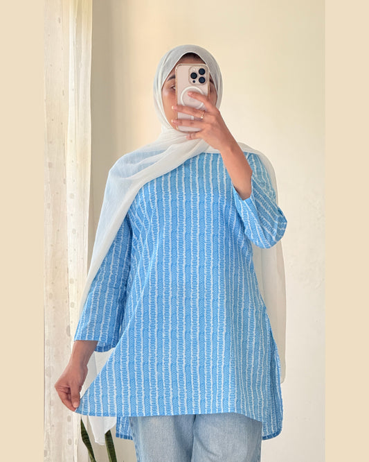 Neela Raag Sky Blue 30 inches Short Kurti