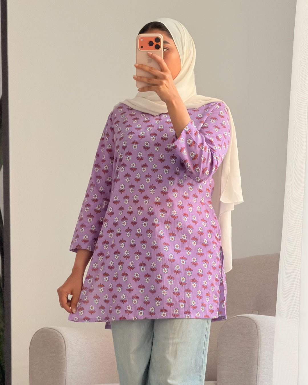 Meherbaan Lavender 30 inch short Kurti Top