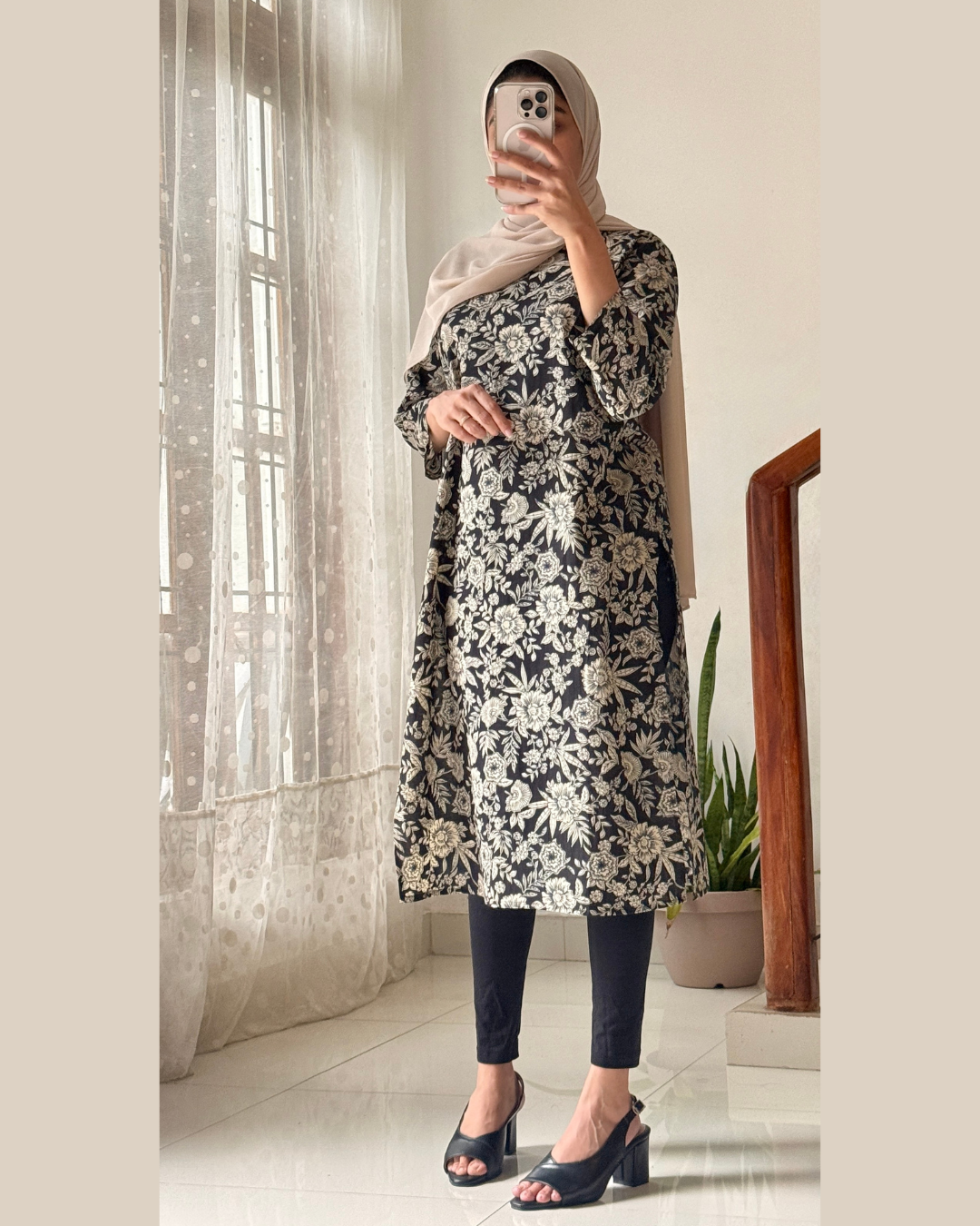 Black Floral Kurti Top for Women – Midnight Masala | Casual Ethnic Wear Sri Lanka