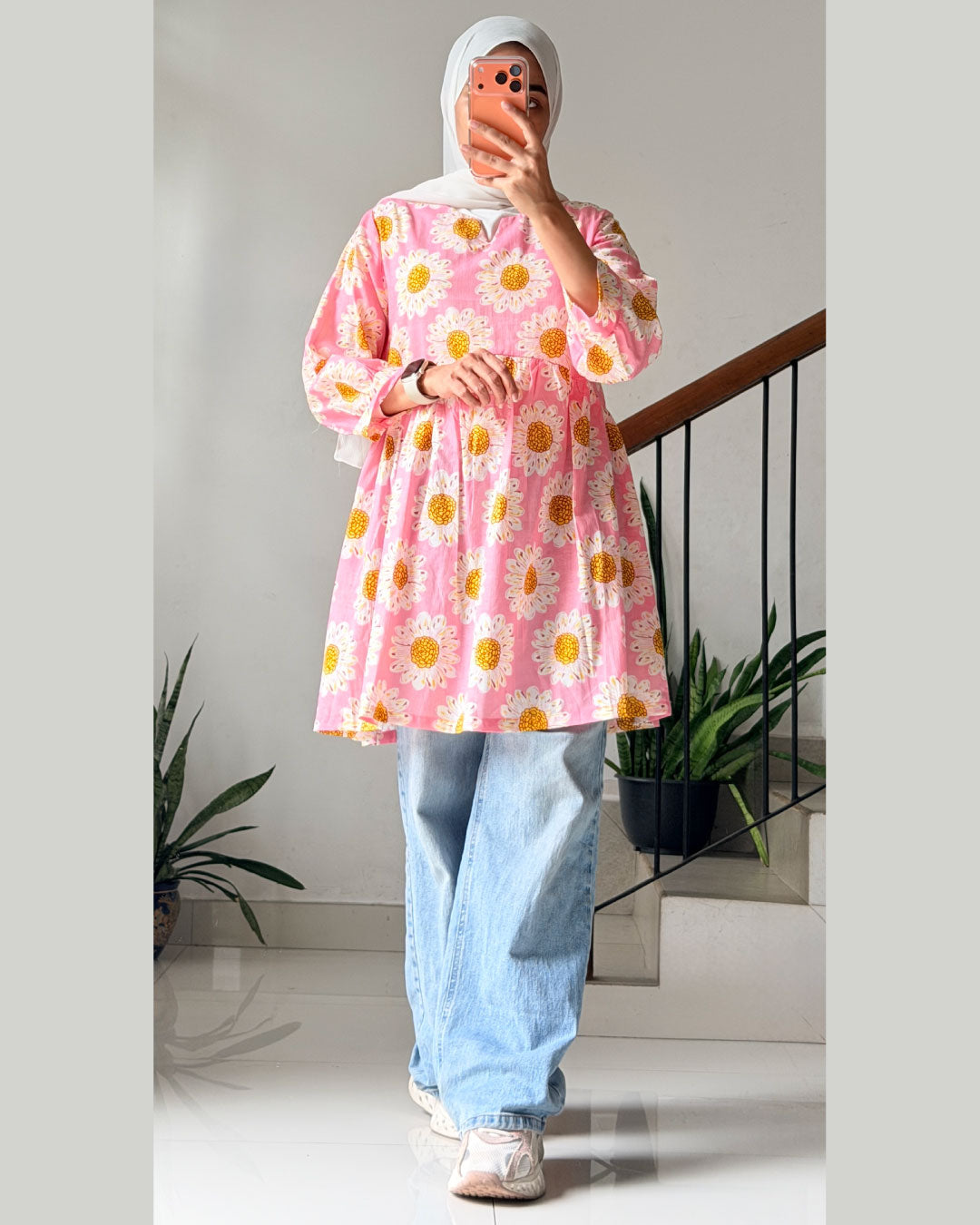 Roshanara Peplum Kurti – Blossom Pink