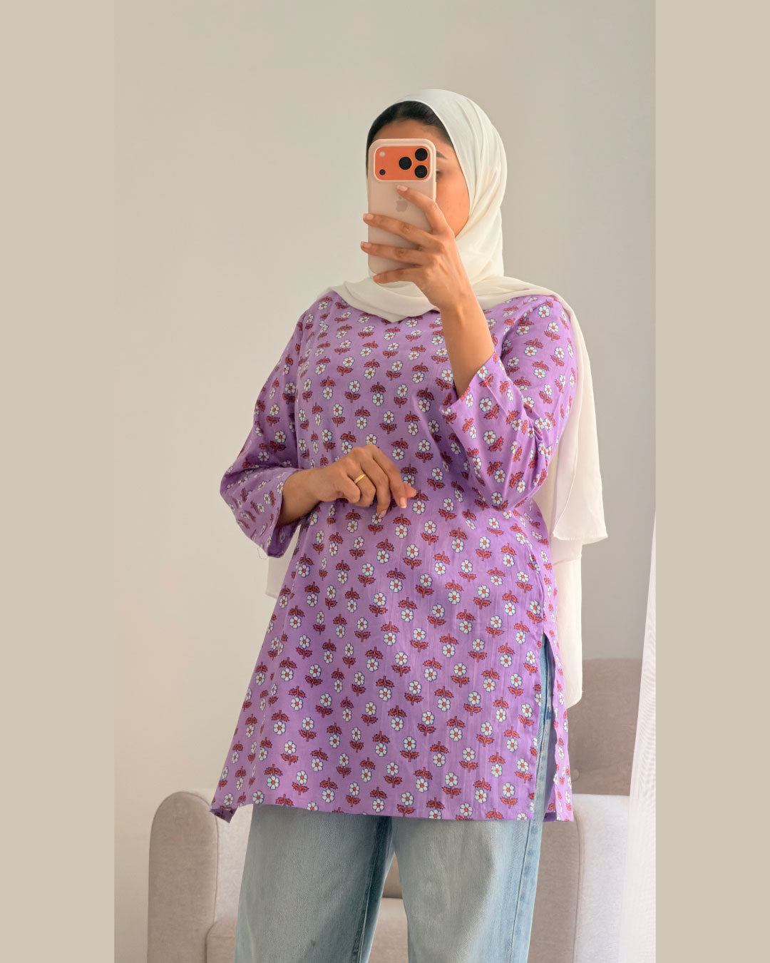 Meherbaan Lavender 30 inch short Kurti Top