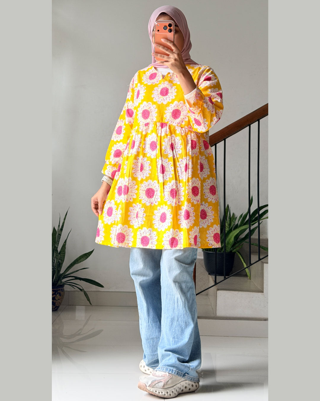 Gulbahaar Peplum Kurti – Sunshine Yellow