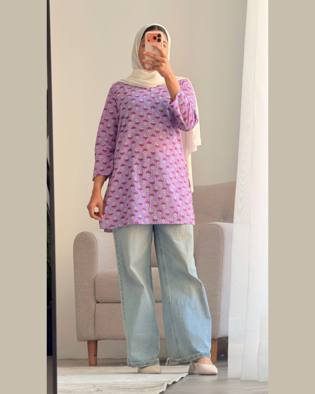 Meherbaan Lavender 30 inch short Kurti Top