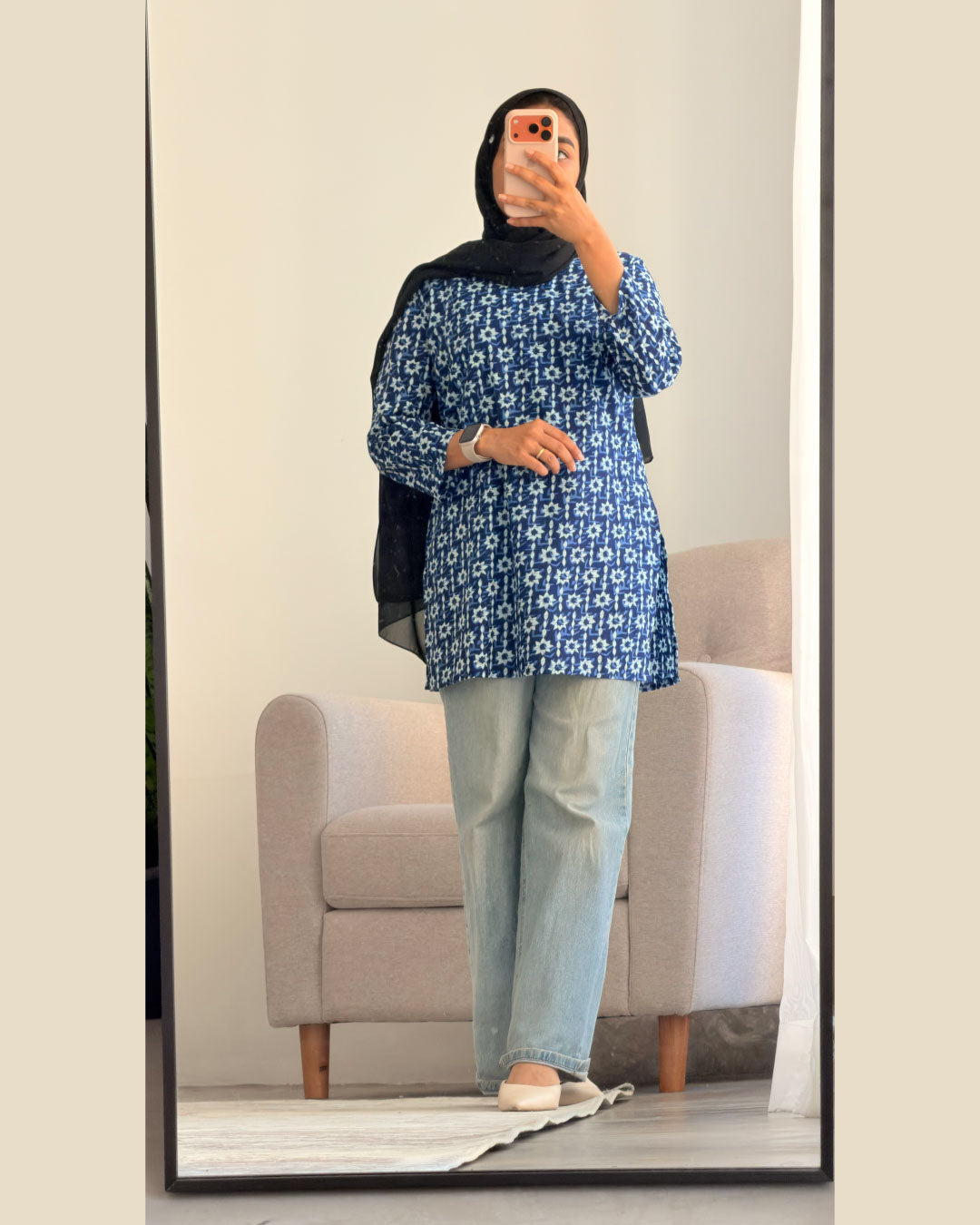 Sitareh Indigo 30 inch Kurti Top
