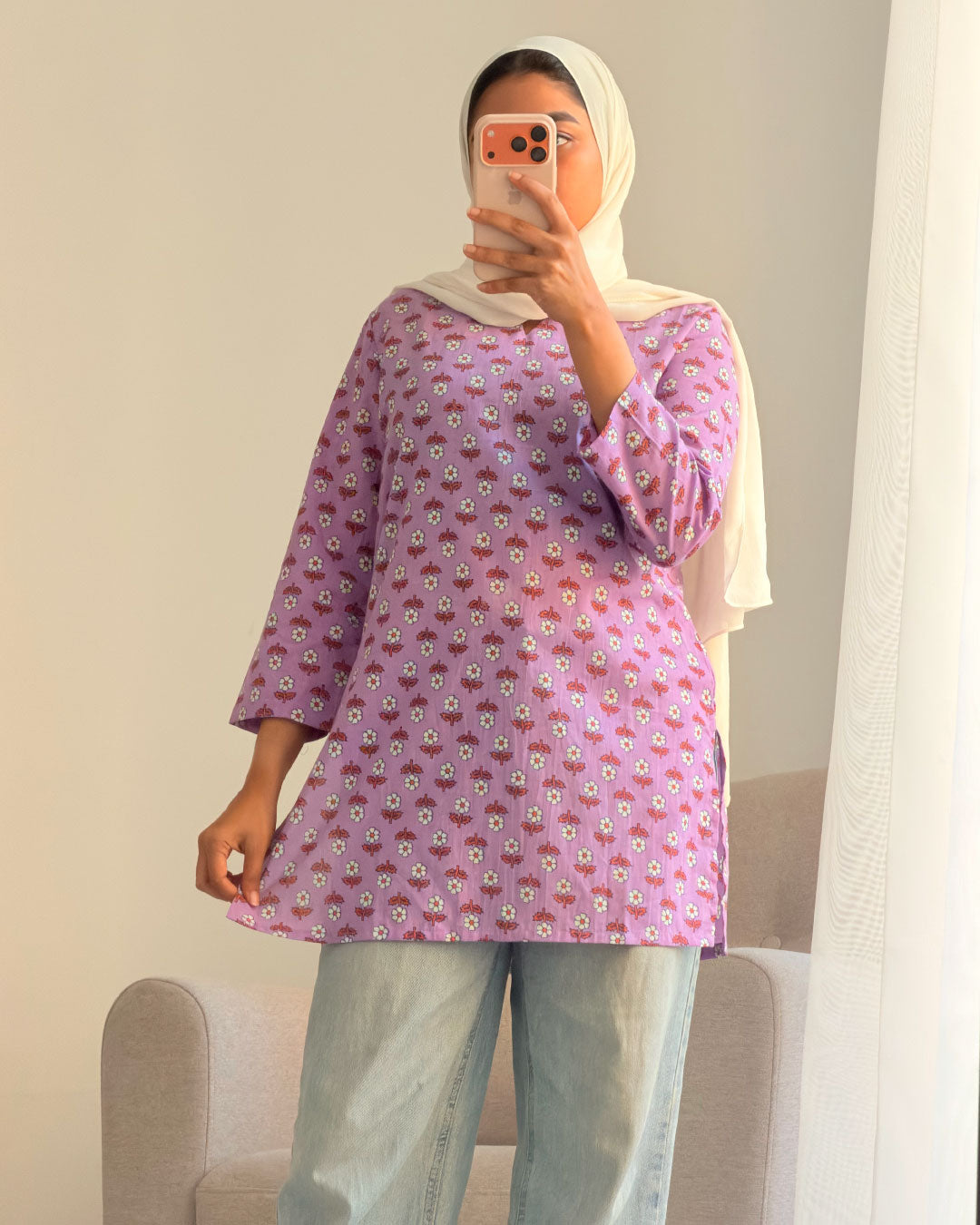 Meherbaan Lavender 30 inch short Kurti Top