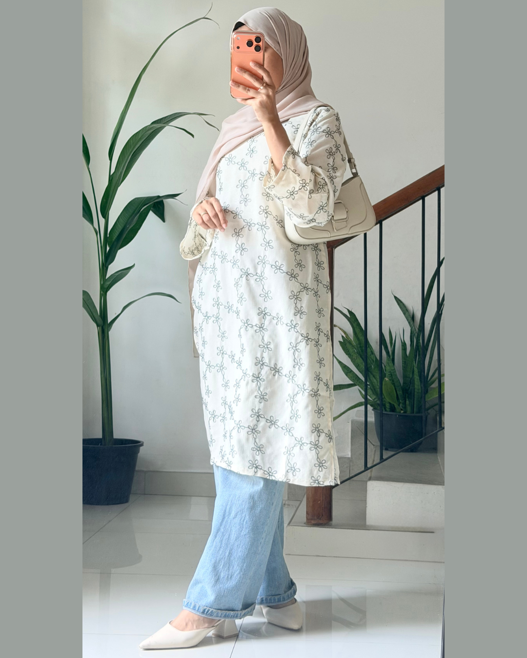 Sage Whisper – Green Embroidered Kurti (40”)