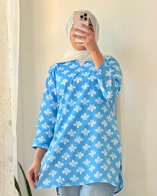 Phoolkari Noor Sky Blue 30 Inches Short Kurti