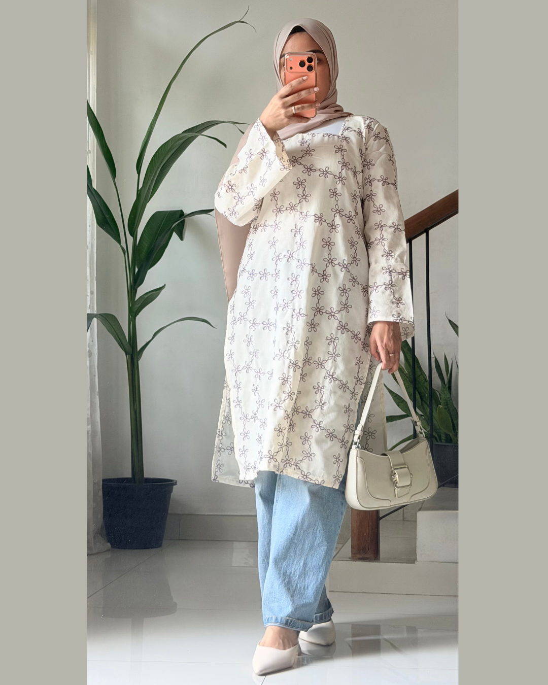 Lavender Lattice – Purple Embroidered Kurti (40”)