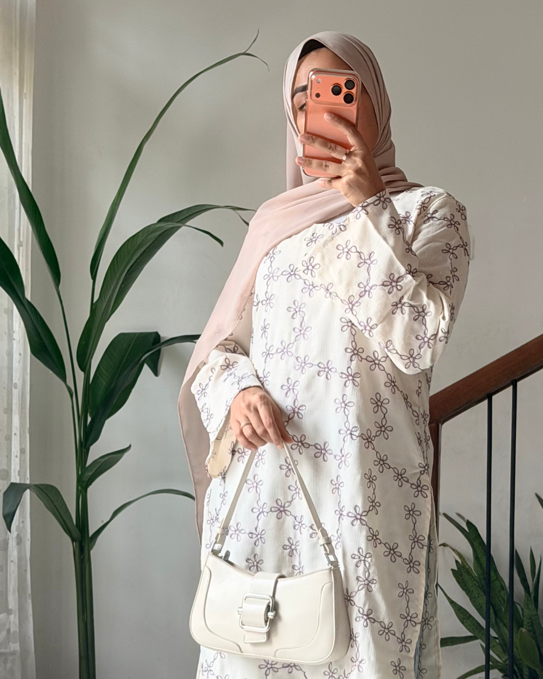 Lavender Lattice – Purple Embroidered Kurti (40”)