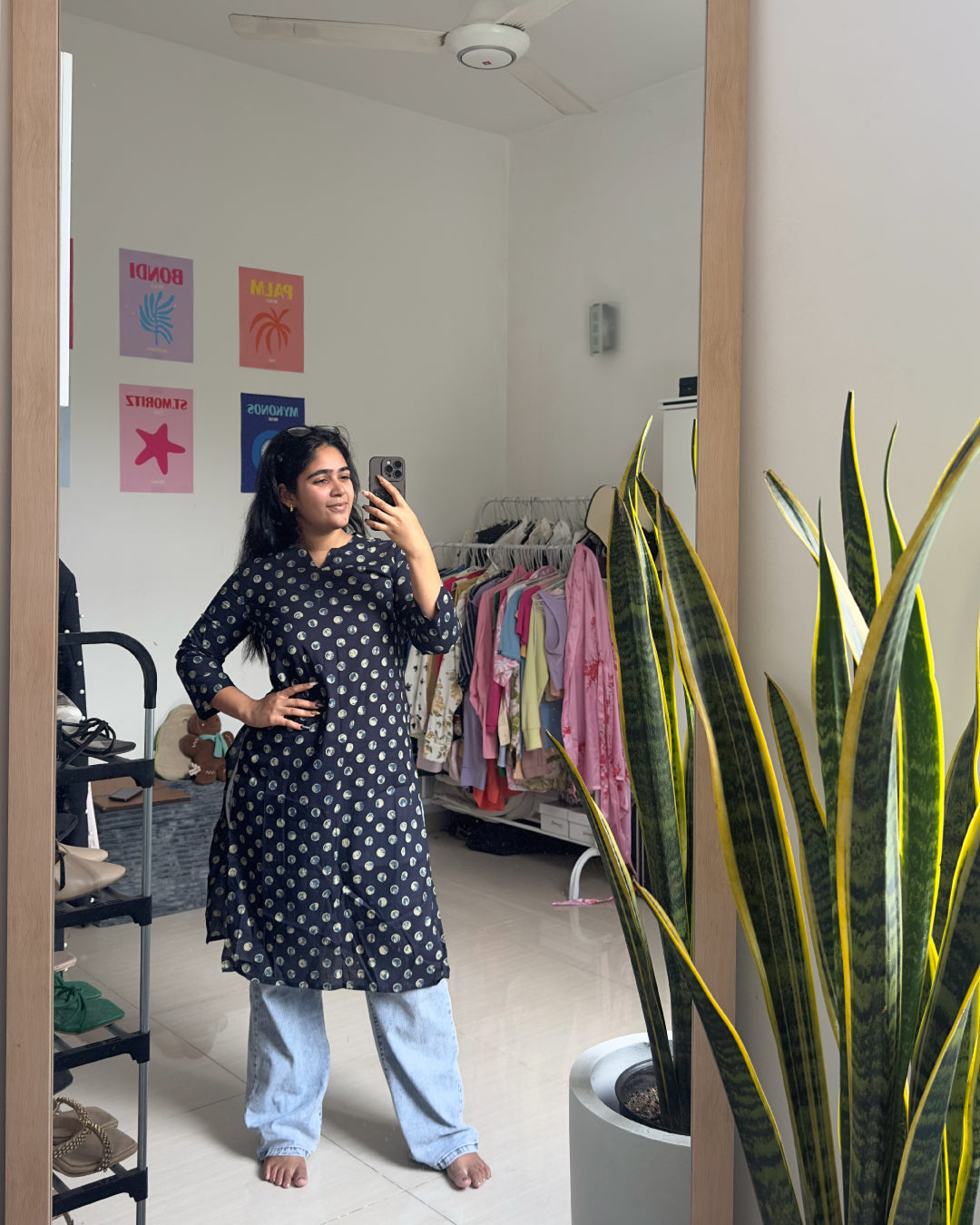 Midnight Polka Dot 40-Inch Kurti