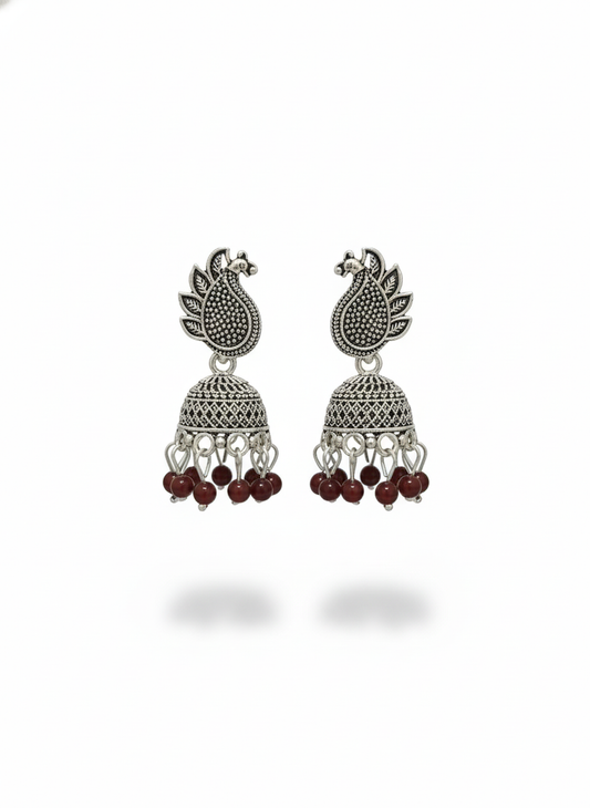 Mystic Peacock Bell Jhumka Earrings