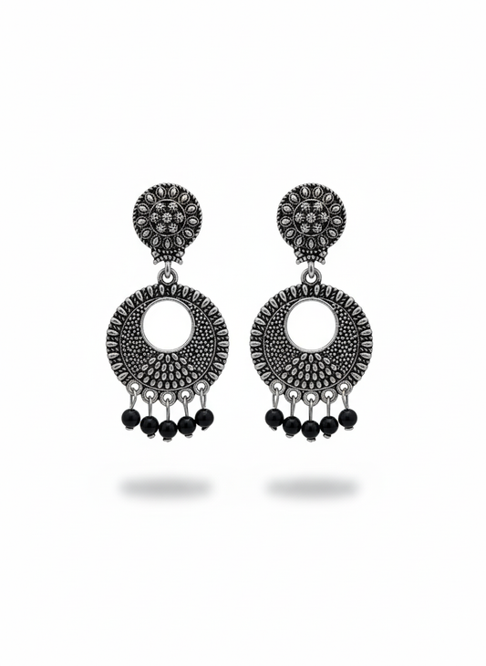 Urban Bloom Black Bead Dangler Earrings