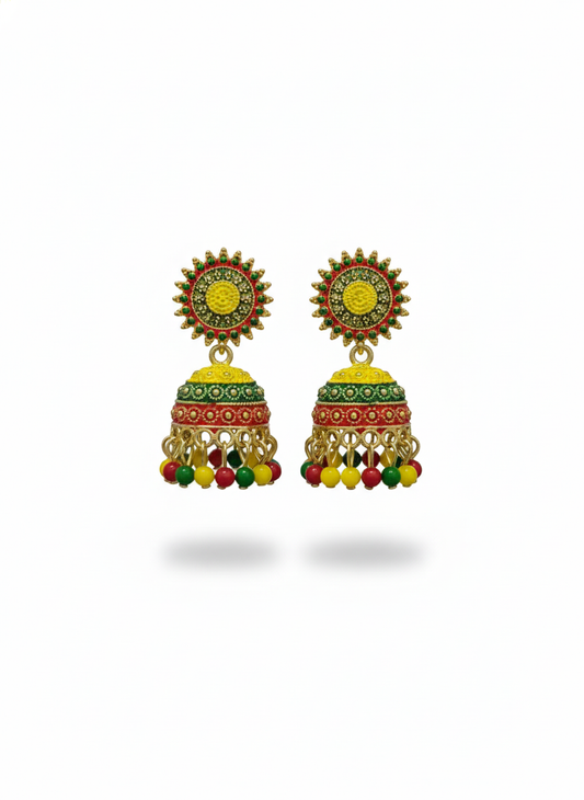 Meenakari Sunshine Jhumkas